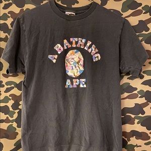 A Bathing Ape Black Cotton Candy Camo Ape Teeshirt
